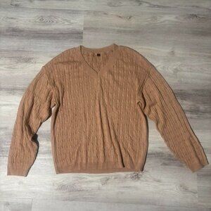 Tan and brown cable knit sweater. Only worn once for a photoshoot